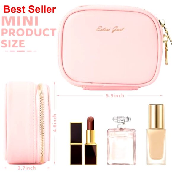 Mini LED Mirror Makeup Bag, Travel Size, Waterproof PU Leather, 3 Light Modes - Picture 3 of 6